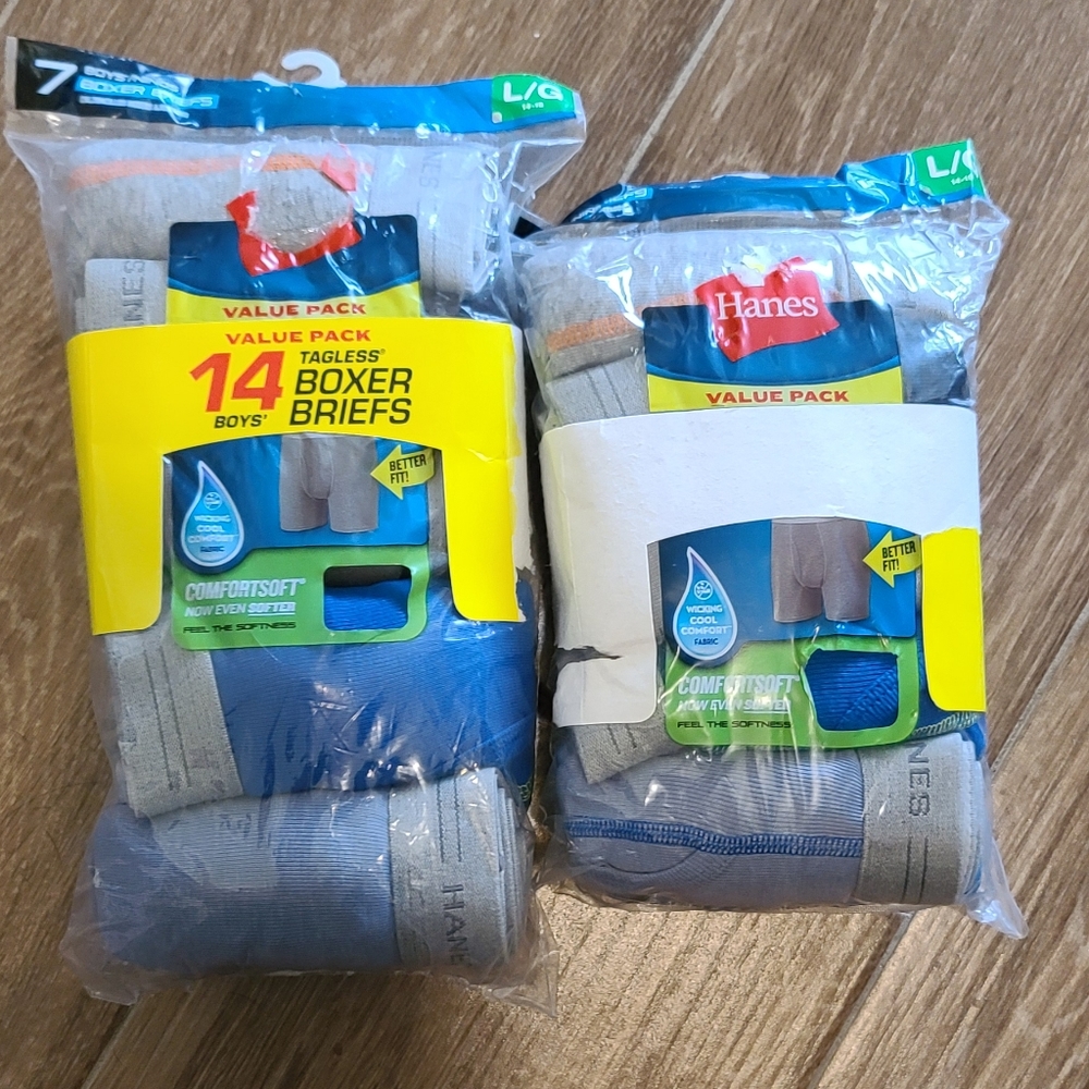 14 pack Hanes Boys Boxer Briefs , Large (14-16)